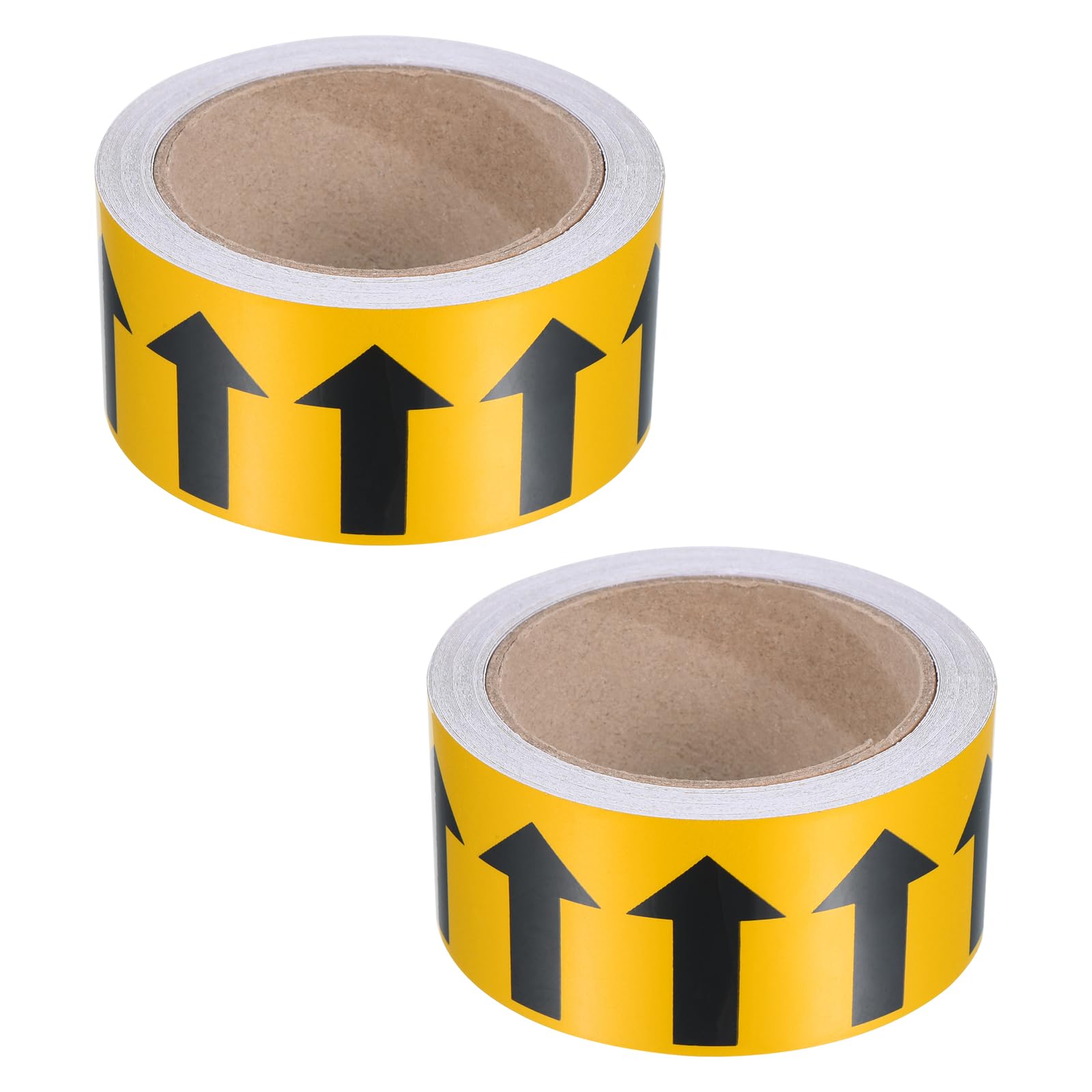 PATIKIL Flow Arrow Tape, 2 Roll Polyethylene Pipe Marking Sticker with Reflective Strip, Waterproof Heat Resistant, for Pipe Flow Directional Identification, 2 Inch x 33 Ft, Yellow/Black