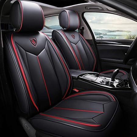 Amazon ユニバーサルカーシートカバー 防水ウルトラコンフォートレザースポーツスタイルカーシートプロテクターフルセットフロントリア5シート 色 C シートカバー 車 バイク