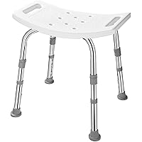 Shower Chair, LIVINGbasics Bath Chairs with 5-Level Seat Height Setting, Stable Rubber Suction Cup Feet, and Aluminum Legs, 2