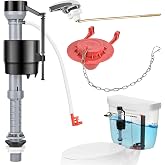 Toilet Flusher Replacement Kit, Fill Valve, 2-Inch Flapper &amp; Handle Lever | Adjustable 8&ndash;13 in Fill Valve, 2-Inch Flapper &amp; Handle Lever Help Fix Running, Slow-Filling or Noisy Toilets (Red, 1-Pack)