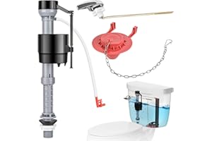 Teviora Universal Toilet Flusher Replacement Kit, Water-Saving & Height Adjustable Fill Valve, 2-Inch Flapper, Toilet Handle Lever, Quiet & Anti-Siphon Toilet Repair Kit Inside Tank (Red, 1-Pack)