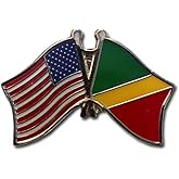 USA and Republic of Congo Flag Die-struck Metal Friendship Lapel Pin with Butterfly Clasp Closure