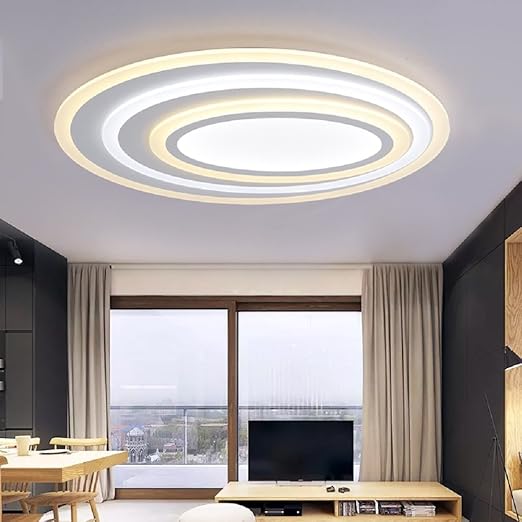 wenseny luces de techo led 87w redonda plafon ultradelgada iluminacion de techo creativa luz de salonacero inoxidable lamparas 60cm 45cm luz calida