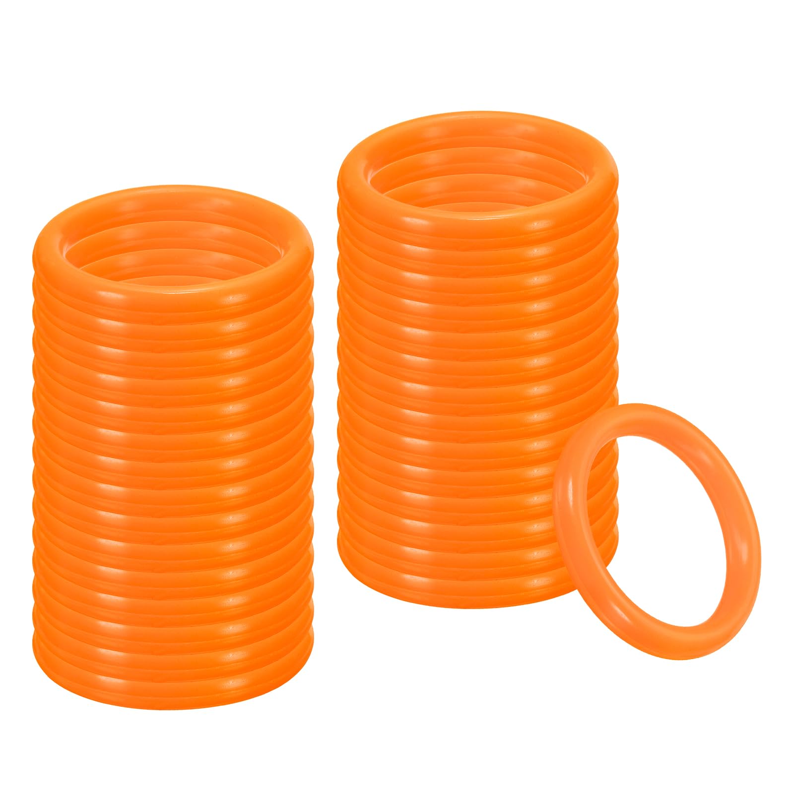 PATIKIL 2 Inch Plastic Ring-Toss Rings for Bottles, 30 Pack Carnival Rings Plastic Hoops for Speed and Agility Practice Outdoor Party Favor, Orange