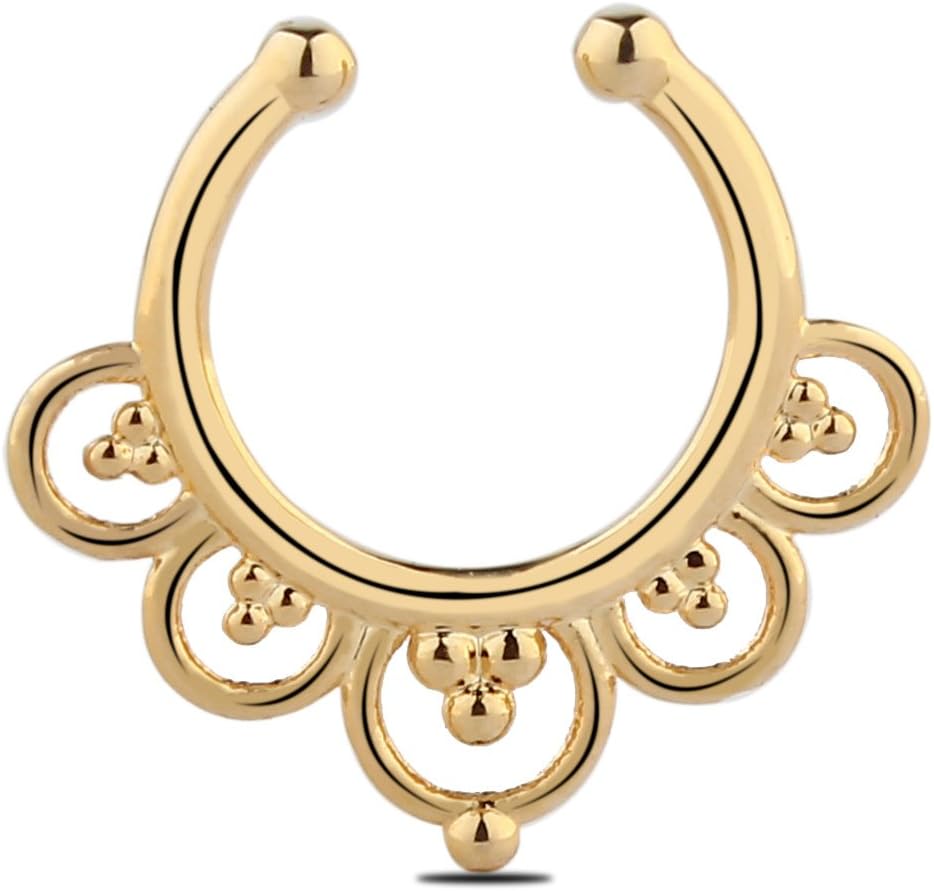 MTRSUE Fake Septum Clicker Nose Ring Non Piercing Hanger Clip Body Jewelry