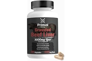 Primal Being Grassfed Beef Liver - 3000mg Freeze Dried Capsules - Pasture Raised in New Zealand - Natural Beef Organ Supplement - Liver Supplement for Energy and Wellness - 180 Count