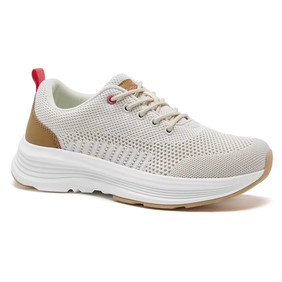 Photo 1 of (8.5) (USED/FAIR) Women's Orthopedic Walking Shoes for Plantar Fasciitis: Cushioned Arch Support Fashion Sneakers for Outdoor, Breathable Casual Shoes with Eva Thickened Sole Beige Size 8.5