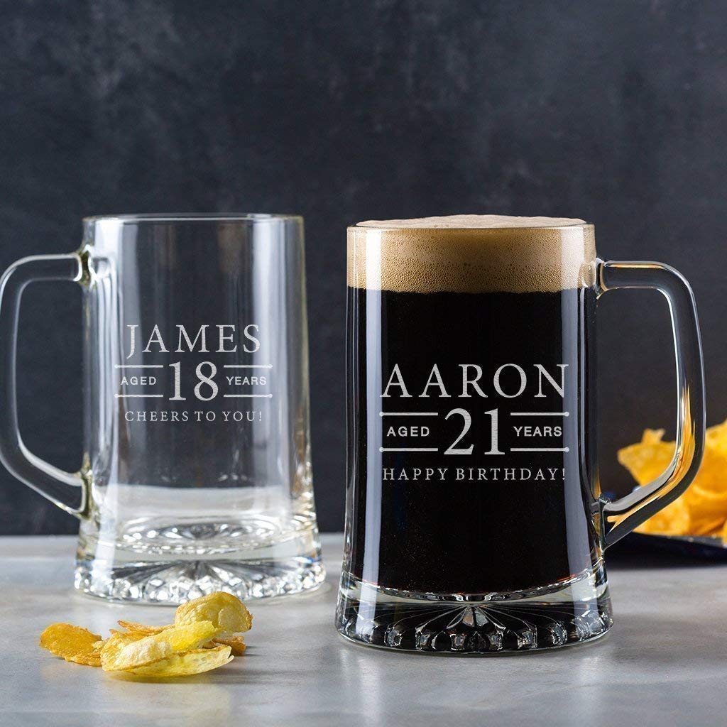 Personalised Engraved Pint Glass Tankard / 18th Birthday Gifts For Boys