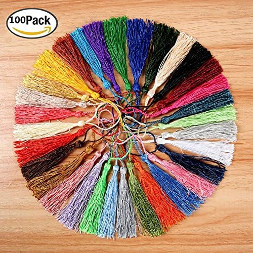 100pcs 13cm/5 Inch Soft Craft Mini Tassels with Cord Loops Small Chinese Knot for Jewelry Making, Bookmarks, Souvenir, DIY Craft Accessory, Totally 32 Different Colors