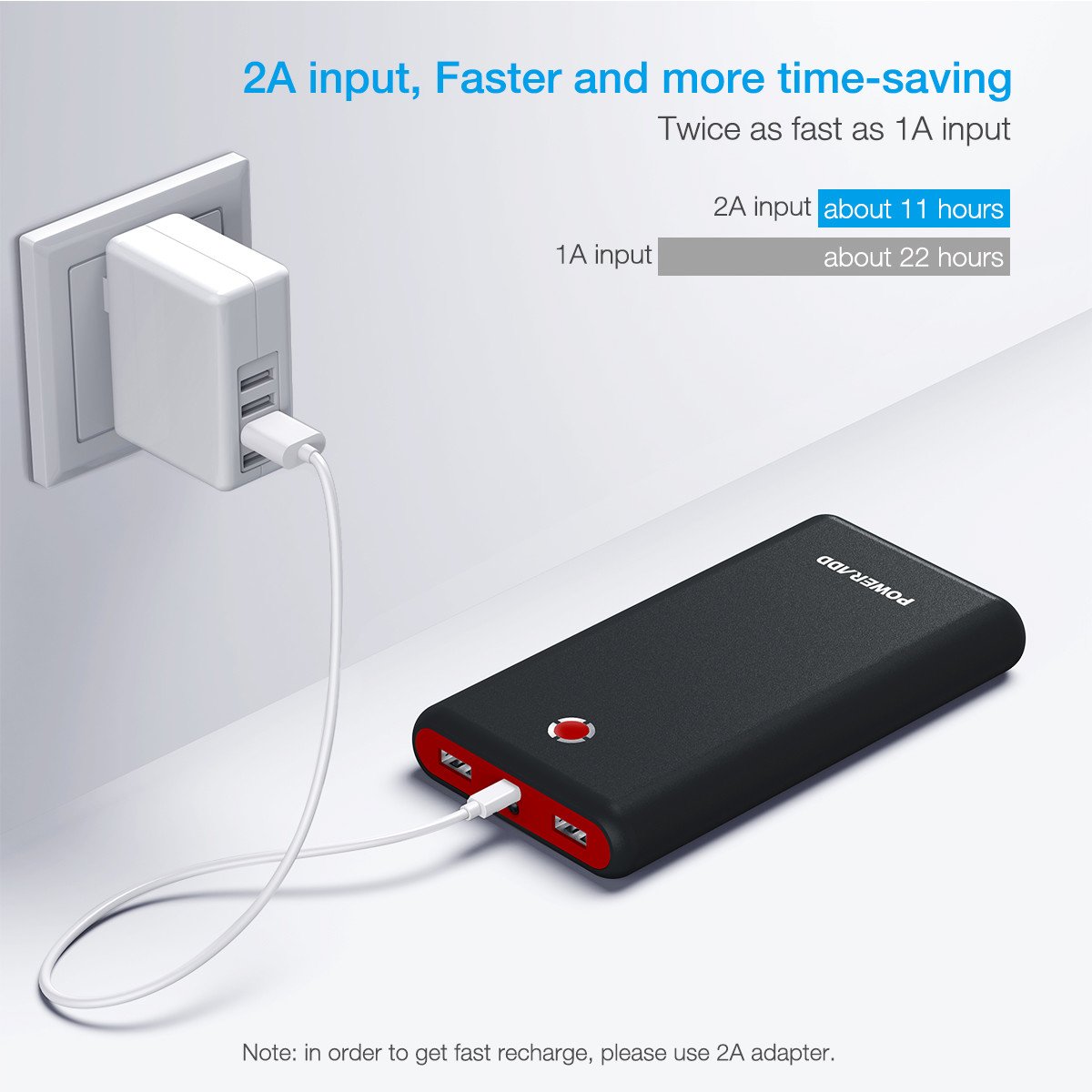 Poweradd Pilot X7 20,000mAh Portable Universal External Power Bank, Red-Black