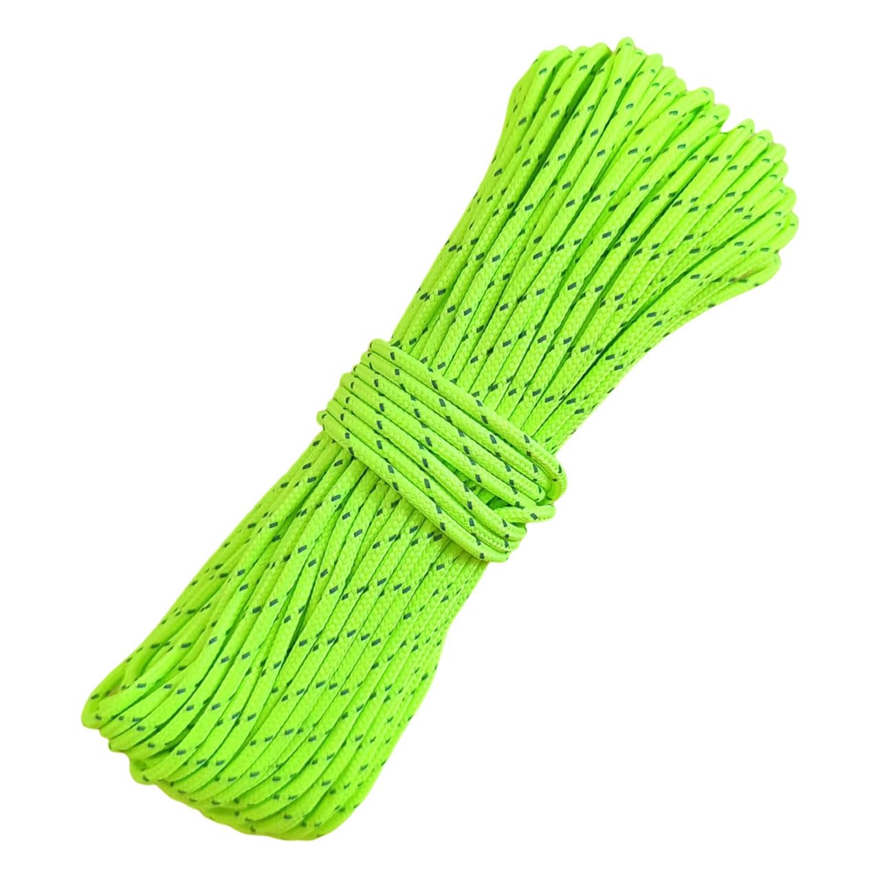 Photo 1 of Legnowit 2mm Fluorescent Reflective Guyline Camping Paracord, Ultralight Thin Cord Rope for Tarp Rain Fly Tent Camping, 65 Feet (Green)