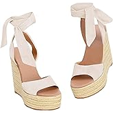 Liyuandian Womens Platform Espadrille Wedges Open Toe High Heel Sandals with Ankle Strap Buckle Up Shoes