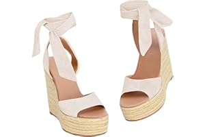 Liyuandian Womens Platform Espadrille Wedges Open Toe High Heel Sandals with Ankle Strap Buckle Up Shoes