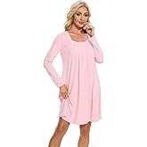 WiWi Nightgowns for Women Super Soft Long Sleeve Night Gowns Viscose from Bamboo Cooling Night Shirt S-XXL