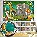 Kid’s Room Nursery Photo Wallpaper – Jungle Animals – Picture Decoration Zoo Wildlife Rainforest Nature Safari Adventure Lion Image Decor Wall Mural (82.7x55.1in - 210x140cm)