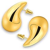 Rioleaf Teardrop Earrings for Women 14K Gold Plated Chunky Hoop Waterdrop Earring Dangle Lightweight Statement Drop Earrings Hypoallergenic Trendy Fashion Jewelry Gifts