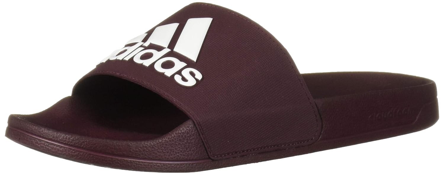 maroon adidas slides