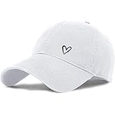 Pairxily Vintage Heart Embroidered Baseball Cap Distressed Adjustable Hat for Women Low Profile Dad Hats Unisex Cotton Cap