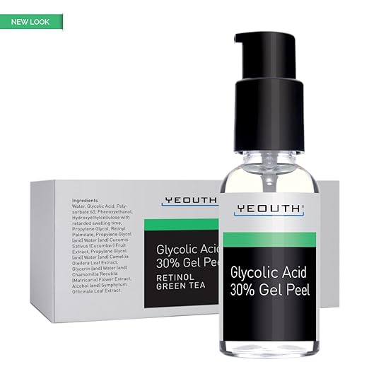 Glycolic Acid Peel 30% Professional Chemical Face Peel with Retinol, Green Tea Extract, Acne Scars, Collagen Boost, Wrinkles, Fine Lines, Sun - Age Spots, Anti Aging, Acne - 1 fl oz Yeouth Guaranteed