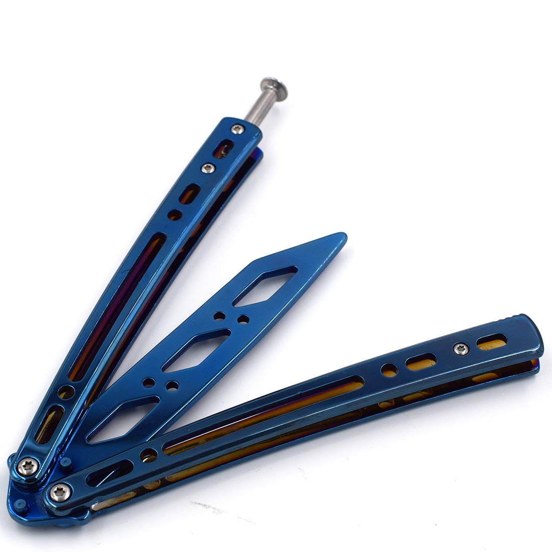 D&K 100% Safety Trainer, No Sharp, Handle Folding Tactical Training, Practice Butterfly Trainer Blue