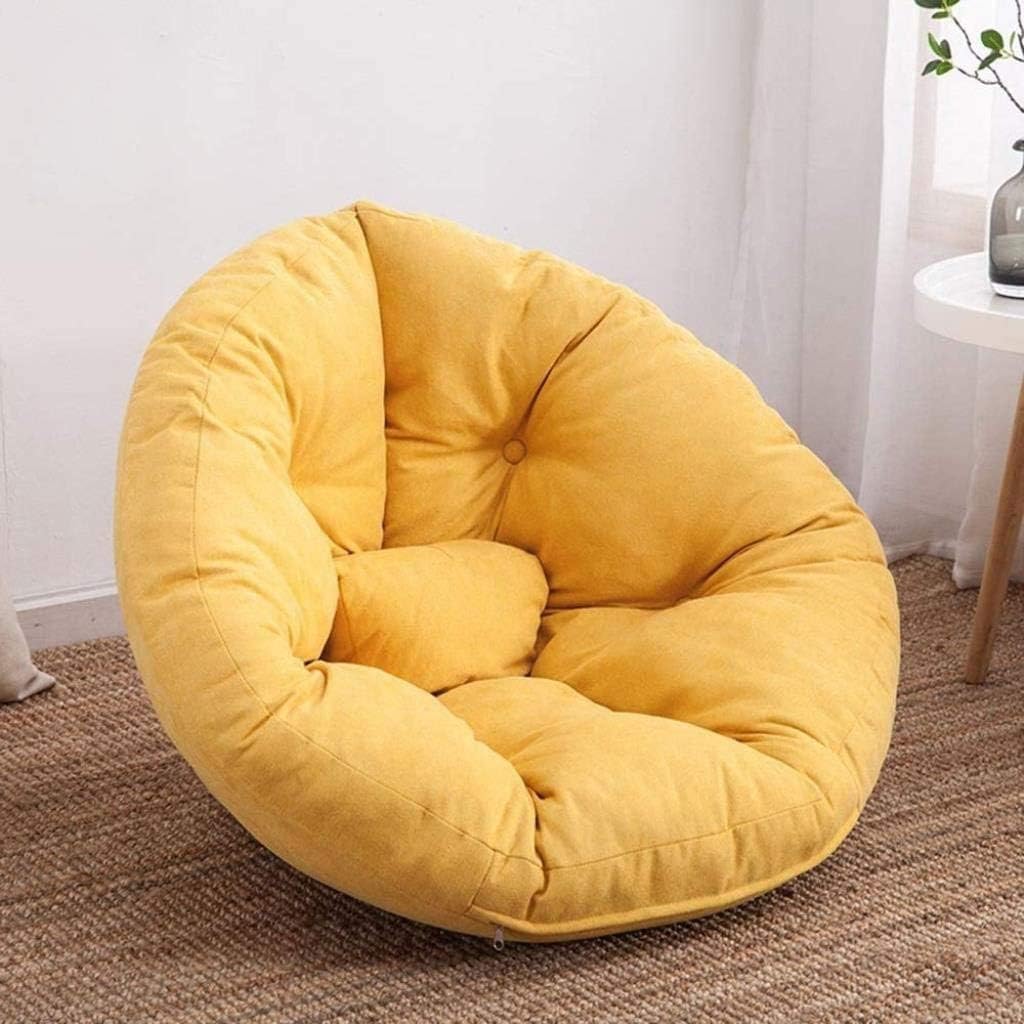 LISITIANL High Back Beanbag Single Sofa Living Room Balcony Bean Bag Outdoor Garden Chair Tatami Children Sofa for Kids Adults Lazy Recliner Floor Lounger (Color : Yellow, Size : Small)
