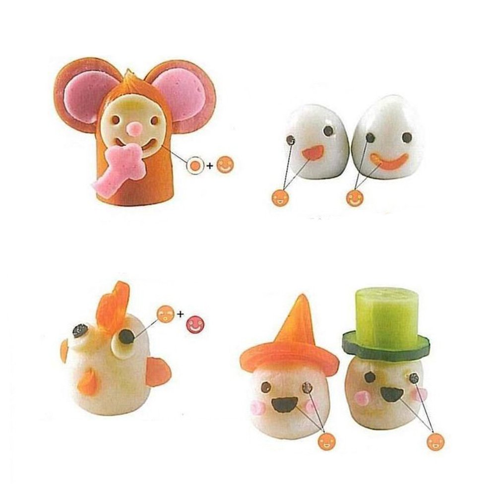 OHF 3 in 1 Bento Accessories Various Emotion Expression Rice Mold Onigiri Shaper and Dry Roasted Seaweed Cutter Set