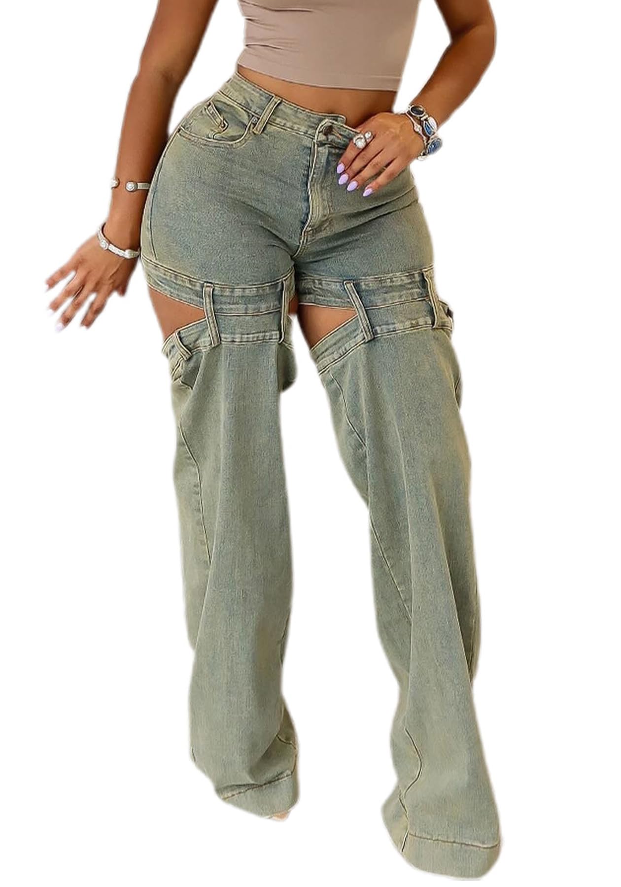 Vakkest Bell Bottom Jeans voor Vrouwen, Flare Jeans, High Waist