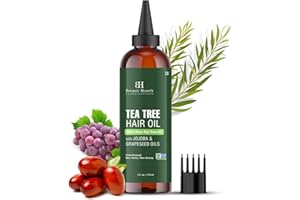 Botanic Hearth 100% Pure Tea Tree Oil for Hair Growth | Infused with Jojoba & Grapeseed Oils | Hair Oil Repairs Dry Damaged Hair, Strengthening, Healthier - Hair Tonic, 4.0 fl oz