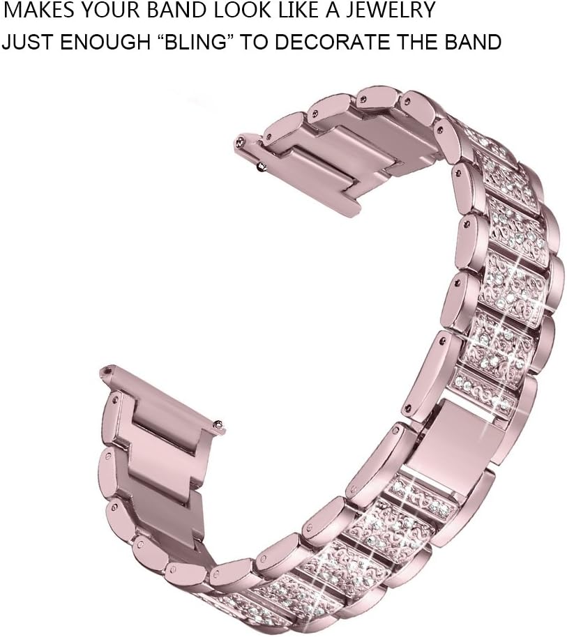 FunBand for Fitbit Versa Strap Bands for Women, Stainless Steel Bling Replacement Band Accessories Bracelet with Rhinestones Diamond for Fitbit Versa/Versa 2/Versa Lite Watch Band - Image 3