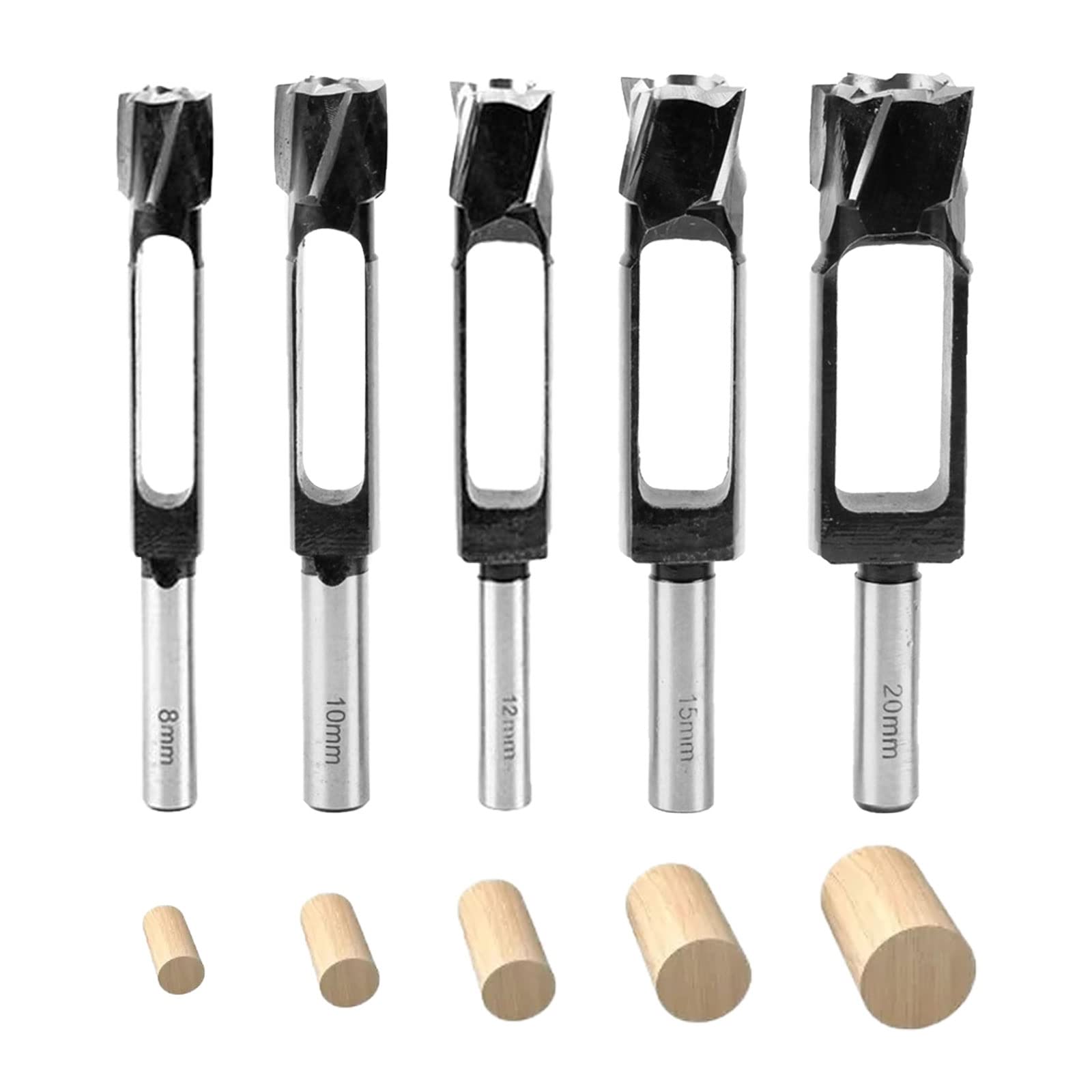 5Pcs Wood Plug Hole Cutter, Woodworking Tenon Drill Bits, Deep Plug Cutter Core Drill for Woodworking Furniture Making (8/10/12/15/20mm) — image 1