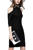 Choies Women's Roll Neck Cold Shoulder Cable Knitted Sweater Dress