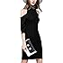 Choies Women's Roll Neck Cold Shoulder Cable Knitted Sweater Dress