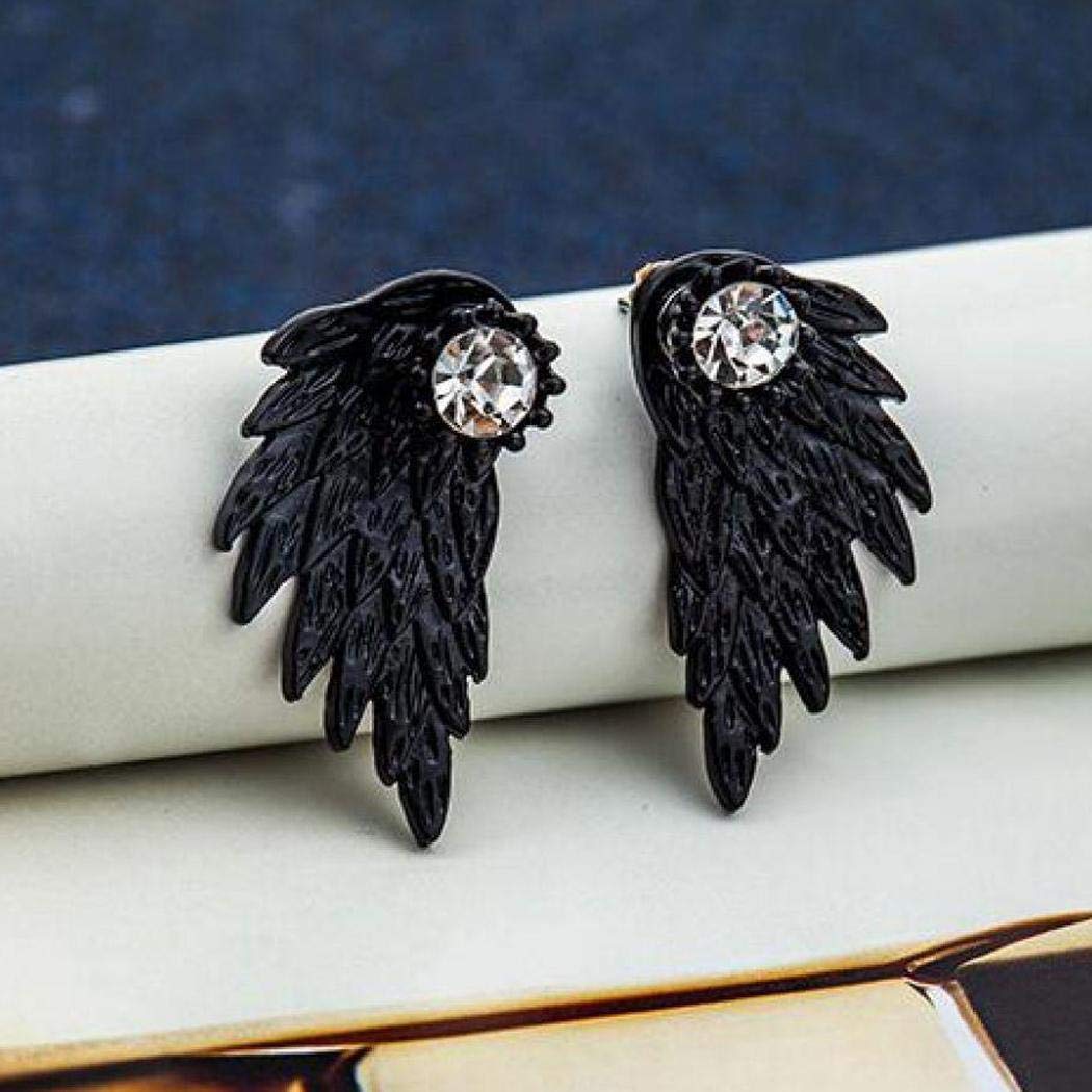 GuGio Cute Gothic Angel Wing Stud Earrings for Women Unique Fashion Jewelry