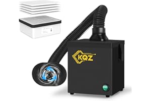 KQZ-B1 Solder Fume Extractor, 168m³/h Strong Suction Smoke Extractor, 5*Thick Pre-Filter+H13 HEPA Soldering Fume Extractor, 99.99% Purification Smoke Absorber for Welding Soldering 3D Printing Black