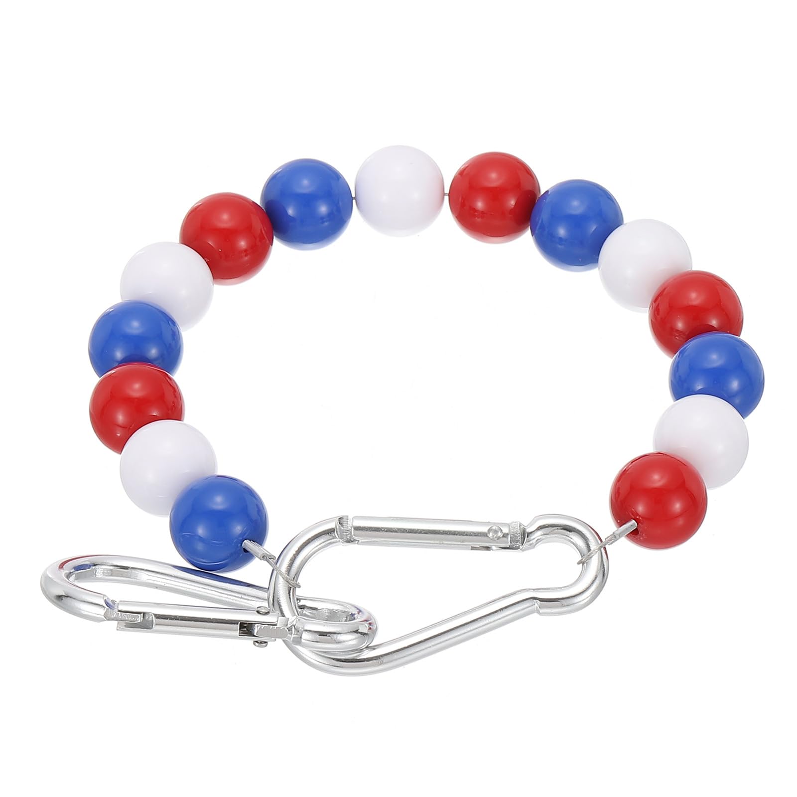 PATIKIL Flagpole Retainer Ring Flag Pole Accessories, Flag Beaded Mount Ring Keep Flag Close to Pole Weight with Stainless Steel Cable for Indoor Outdoor Flagpole, Red/White/Blue, 2.8"