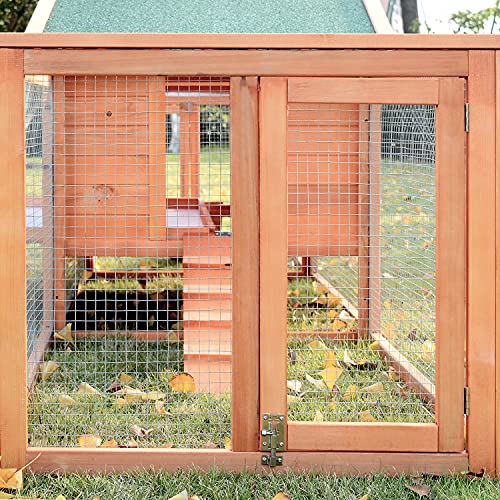 PawHut 2Story Large Wooden Rabbit Hutch Pet House with Ramps, Lockable Doors, Run Area and