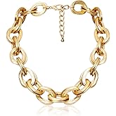 ACEDRE Chunky Choker Necklace Gold Cuban Link Chain Double O Link Necklaces Punk Hip-hop Jewelry for Women