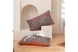 Purefair 100% Cotton Muslin Pillow Shams Set of 2 Jacquard Bohomian Mandala Floral Pillow Covers, Soft 3 Layers Gauzy Reversible Pillow Protectors, 20"x30"