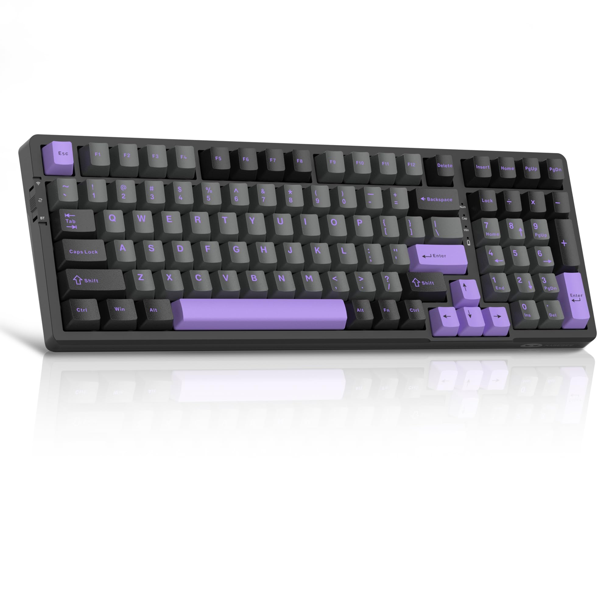 MageGee LIGHT100 Wireless Creamy Keyboard, Gasket Structure Hot Swappable, Tri-Mode 2.4G/USB-C/BT5.0 RGB Backlit Mechanical Gaming Keyboard for Win/Mac/PC, PBT Keycap, 4000mAh Battery, Purple