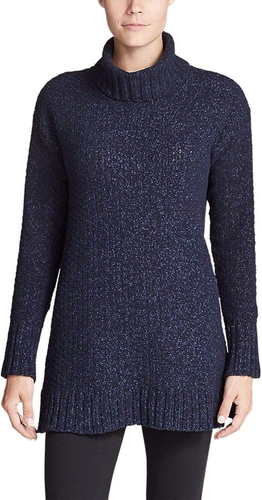Eddie Bauer Women's Lounge Around Turtleneck Sweater, Med Indigo
