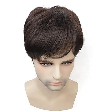 Amazon Com Men S Wig Toupee Synthetic Hair Short Toupe Hair