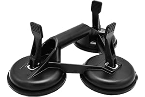 MOSIKEN Aluminum Triple Suction Cups, Heavy Duty Metal Vacuum Sucker Plate Handle Glass Holder for Lifting Large Glass/Window/Tiles/Mirror/Granite,Windshield Removal Tool & Dent Puller