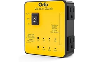 Automatic Vacuum Switch, Ortis Plug in Dust Control Autoswitch for 2 Power Tools, Auto/On/Off Modes, Adjustable Start & Delay-Off for Cleaner Air, Smoother Workflow, Yellow HVC-14Y