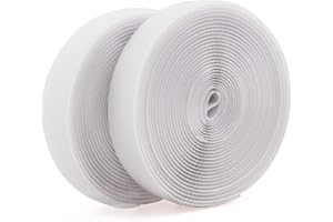 SICCOMA Sew on Hook and Loop Tape 5/8 Inch Wide,16.4 Feet Non-Adhesive Back White Hook and Loop Strips Sewing Fastener Fabric Fastener Non Adhesive Sewing Interlocking Tape