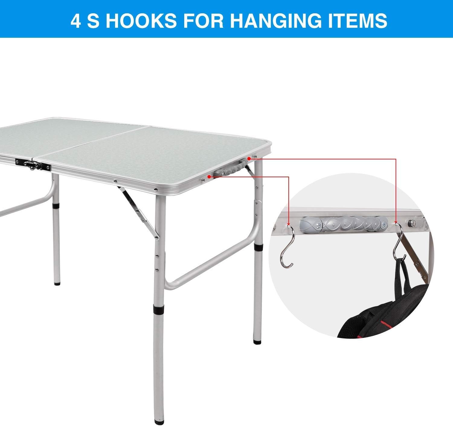RedSwing Aluminum Folding Table 3 Feet Adjustable Height, Lightweight and Portable Camping Table, 36x24 Inches: Kitchen & Dining