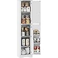 Function Home Tall Bathroom Storage Cabinet, 64" Slim Kitchen Pantry with Door Storage, Narrow Wood Freestanding Cabinets with Adjustable Shelves for Kitchen Living Room Dining Room, White