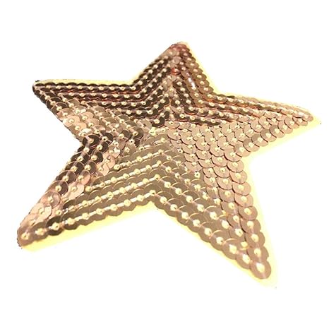 Pack Of 5 5 Star Shaped Sequin Embroidered Appliques Sew Or Iron On Patches Gold