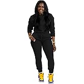 TOPSRANI Womens Two Piece Outfits Bodycon Tracksuit Sweatsuits Hoodie Solid Jogger Biker Workout Lounge Long Sleeve Pant Sets