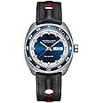 Hamilton Watch American Classic Pan Europ Day Date Auto | Swiss Made | 42mm Stainless Steel Case | Blue Dial Analog Watch | Black Leather Strap (Model: H35405741)
