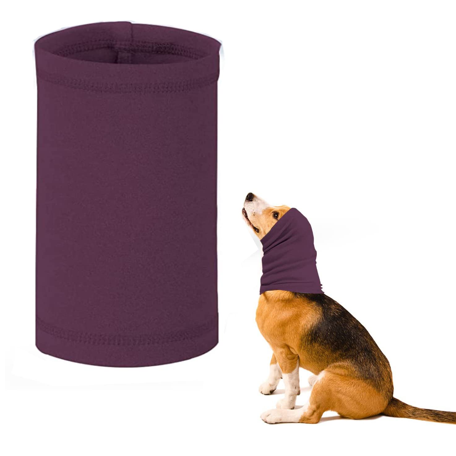 Dog Snood Ear and Neck Protection Dogs Earmuffs Warmer Pet Hat Hoodie Cover for Bathing Grooming Firework Comfort Anti-anxiety at Noise Place Calming (S,Purple)